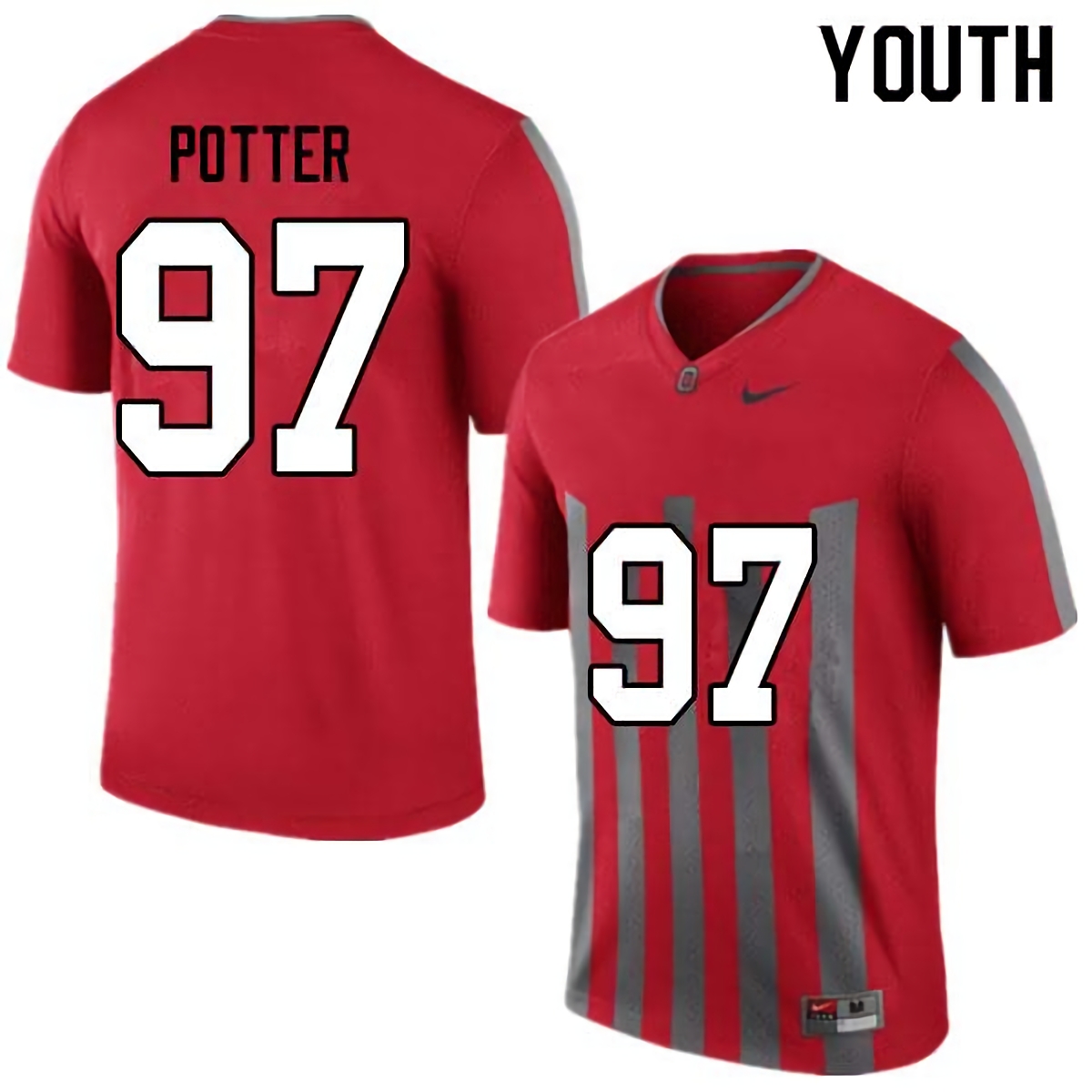 Noah Potter Ohio State Buckeyes Youth NCAA #97 Nike Throwback Red College Stitched Football Jersey PPB0356EB